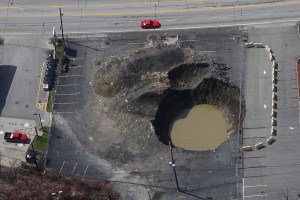 sinkhole in parking lot