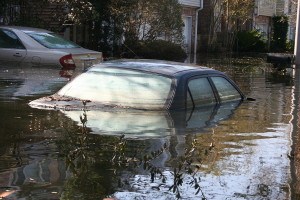 Flooded Cars Due to Hurricane