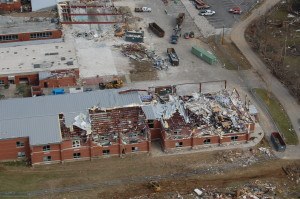 Henryville Junior Senior High School damaged by EF-4 tornado. Photo: Enservio/SOS