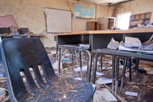 Tornado damaged classroom in the Tower Elementary school in Moore, Oklahoma. An F5 tornado struck the area on May 20th, causing widespread destruction. Andrea Booher/FEMA 