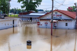 A business near the Mississippi River is flooded by high waters. Steve Zumwalt/FEMA 