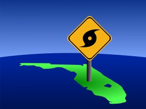 Florida Map With Hurricane Sign