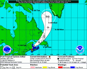 Post tropical cyclone Arthur. NOAA