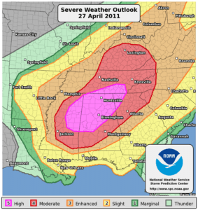 An example of the new Public Severe Weather Graphic that includes the new categories. NOAA/NWS