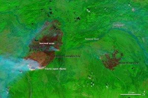 Railbelt Complex fire in Alaska. NASA image courtesy the MODIS Rapid Response Team.