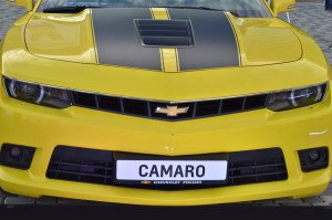 SOCHI,RUSSIA - JANUARY 25, 2015: New design Chevrolet Camaro from Transformers3 to audience in Bolshoy Ice Dome, Sochi, Russia, the host city of the XXII Winter Olympic and Paralympic Games