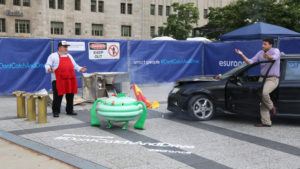 Esurance stages #DontCatchAndDrive accident off Michigan Avenue in Chicago.