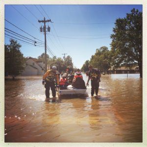 USAR teams evacuating survivors from a North Carolina neighborhood in the aftermath of Hurricane Matthew.  Photo by Jocelyn Augustino - Oct 10, 2016 